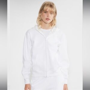 Aritzia Classic White Zip-Up Hoodie